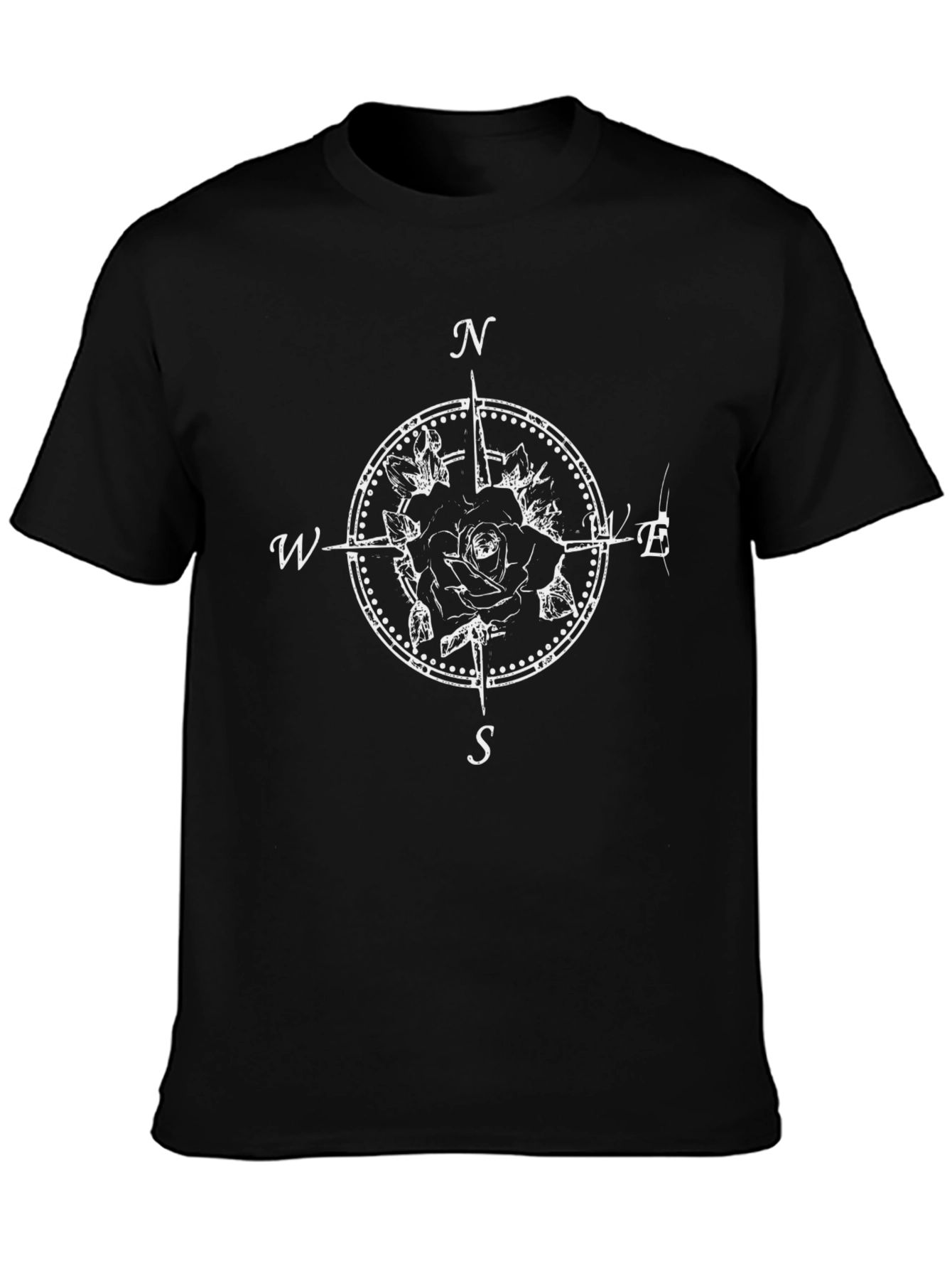 Rose Compass Graphic Tee - Black