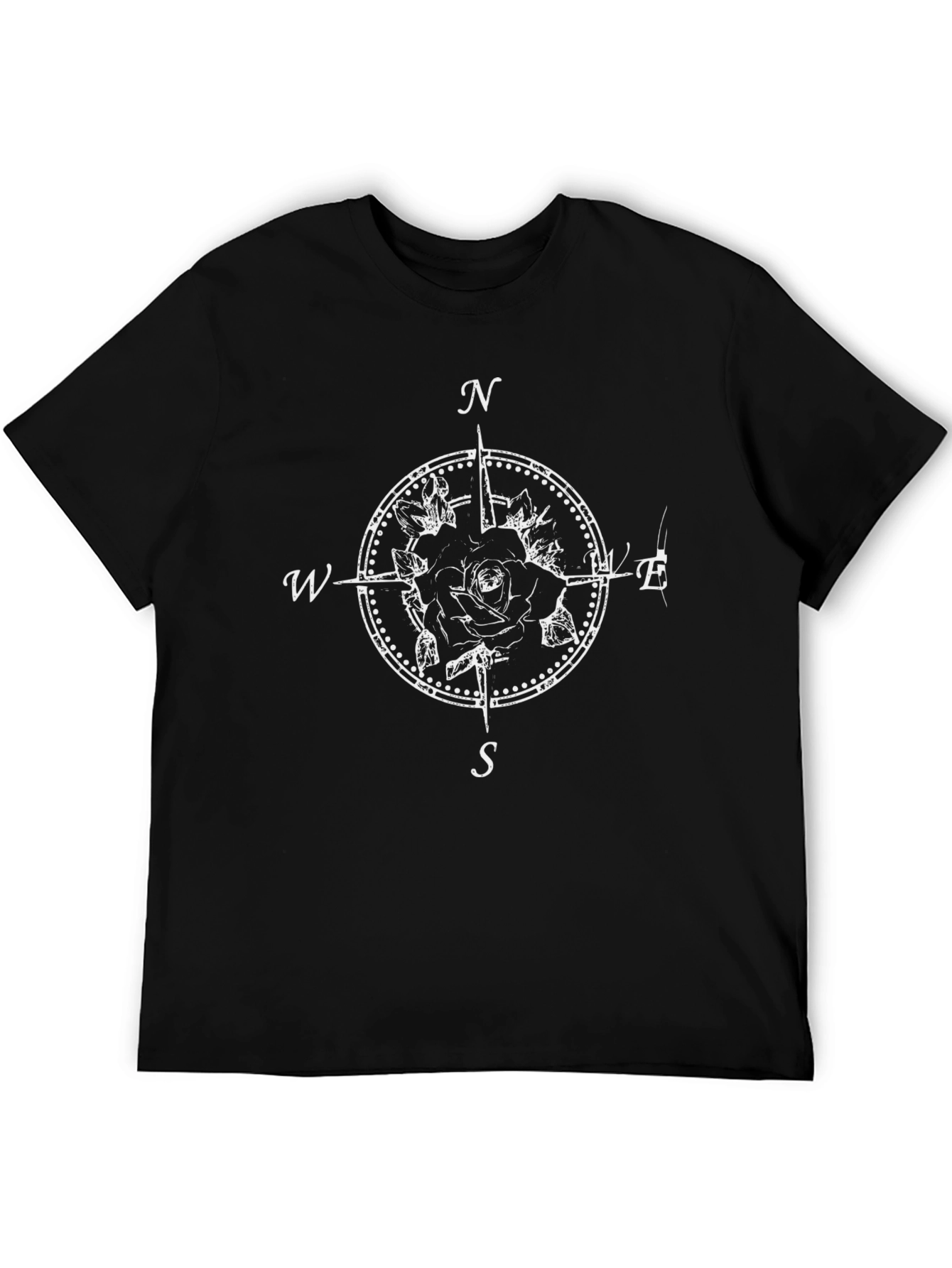 Rose Compass Graphic Tee - Black