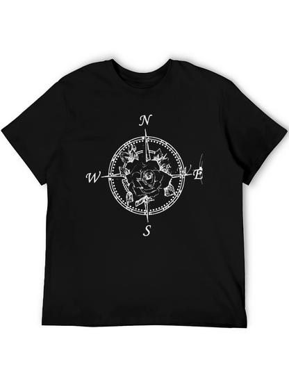 Rose Compass Graphic Tee - Black