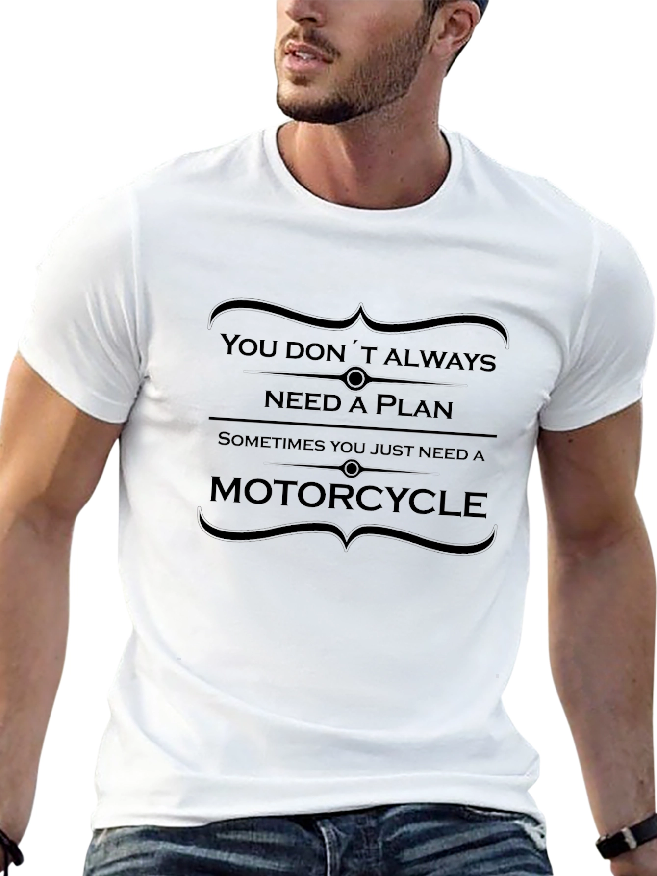 Motorcycle Plan Graphic Tee - Black Cotton