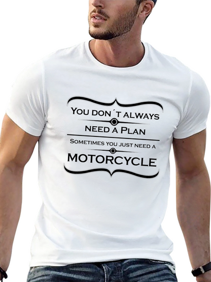 Motorcycle Plan Graphic Tee - Black Cotton