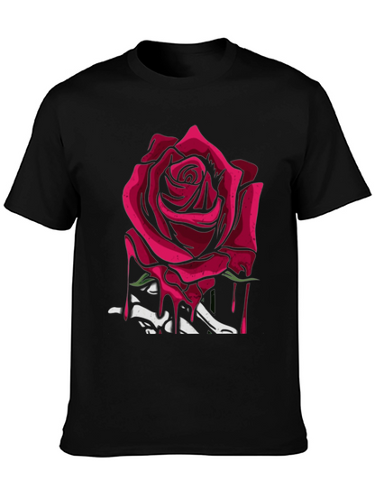 Rose & Bones Graphic Tee - Modern Edgy Style