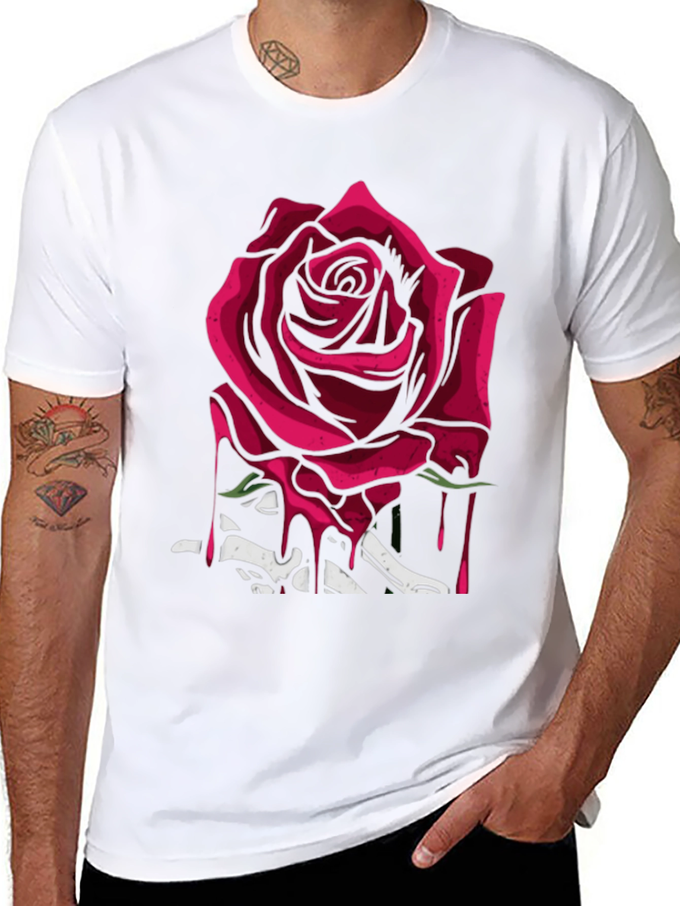 Rose & Bones Graphic Tee - Modern Edgy Style