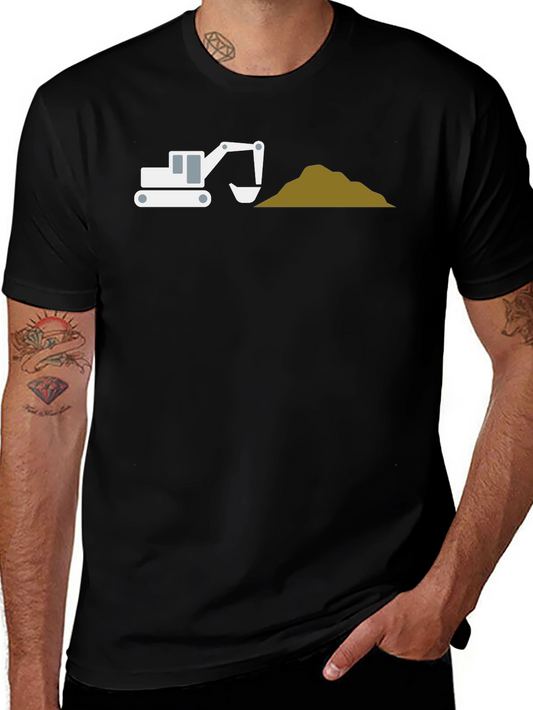 Excavator Graphic Tee - Black Cotton Blend
