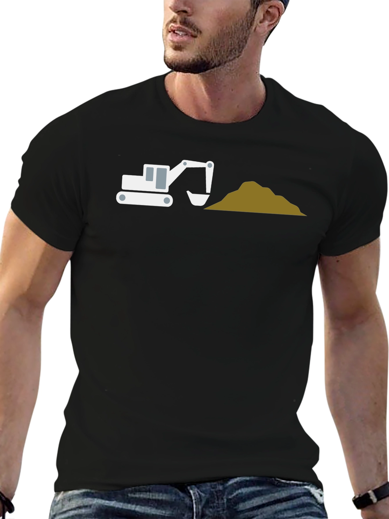 Excavator Graphic Tee - Black Cotton Blend