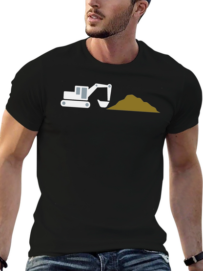 Excavator Graphic Tee - Black Cotton Blend