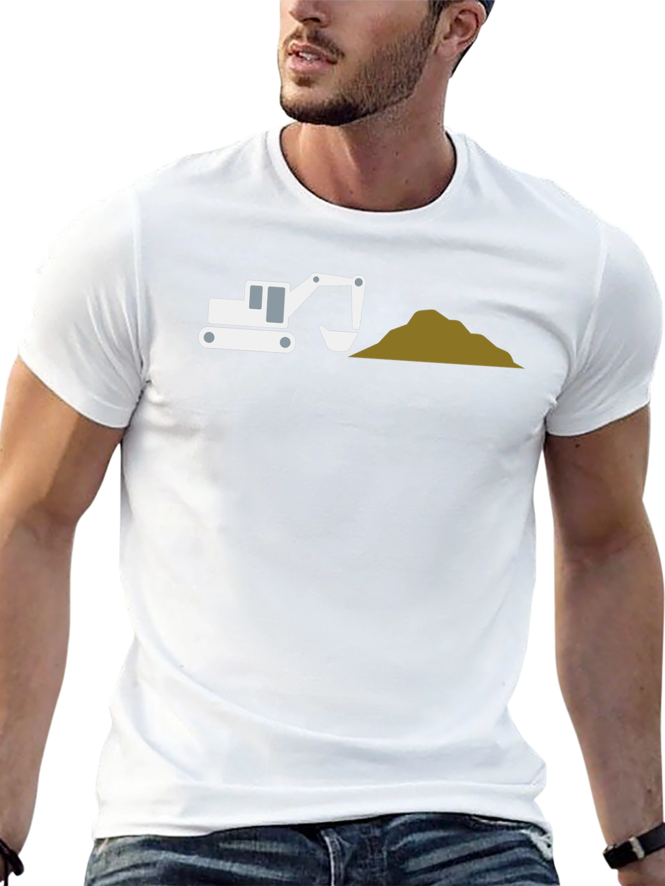 Excavator Graphic Tee - Black Cotton Blend