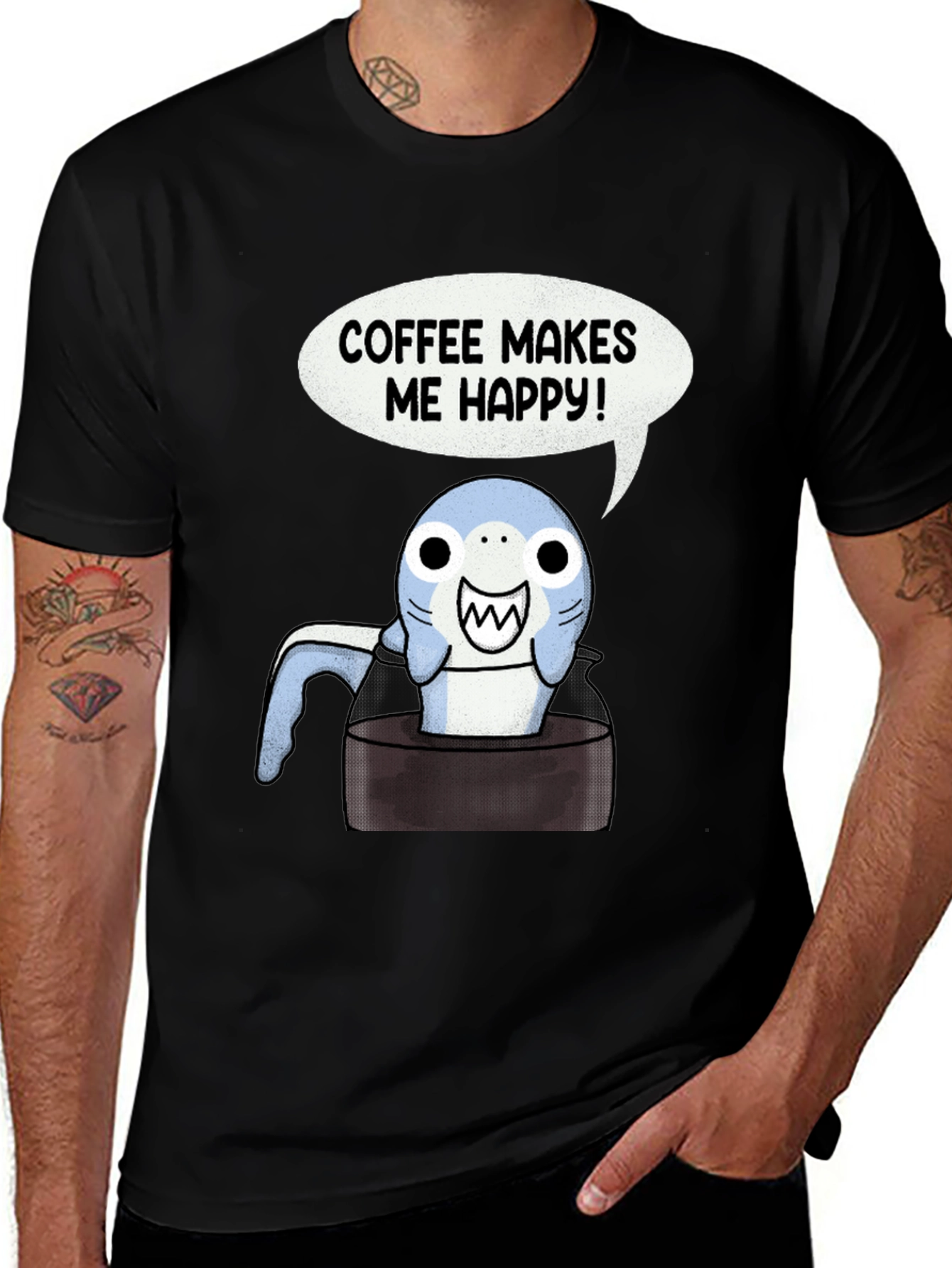 Coffee Shark T-Shirt - Makes Me Happy Tee