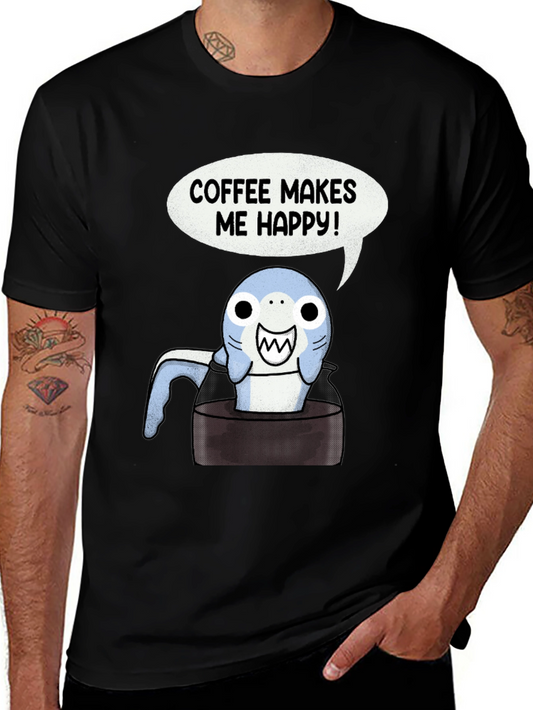 Coffee Shark T-Shirt - Makes Me Happy Tee