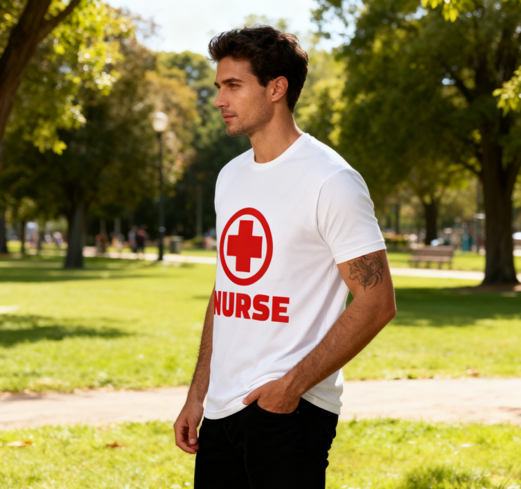 Nurse Red Cross Graphic T-Shirt 100% Cotton Unisex Casual Crew Neck Short Sleeve Tee for Medical Staff Daily Wear