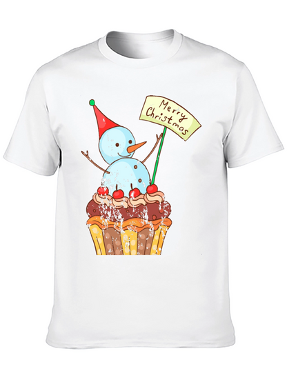 Merry Christmas Snowman Cupcake T-Shirt