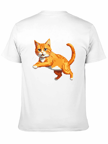 Pixelated Orange Cat T-Shirt - Cool Retro Design