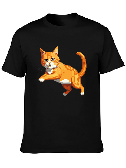 Pixelated Orange Cat T-Shirt - Cool Retro Design
