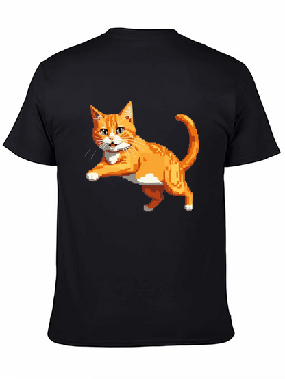 Pixelated Orange Cat T-Shirt - Cool Retro Design