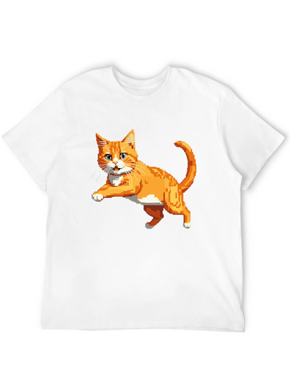 Pixelated Orange Cat T-Shirt - Cool Retro Design