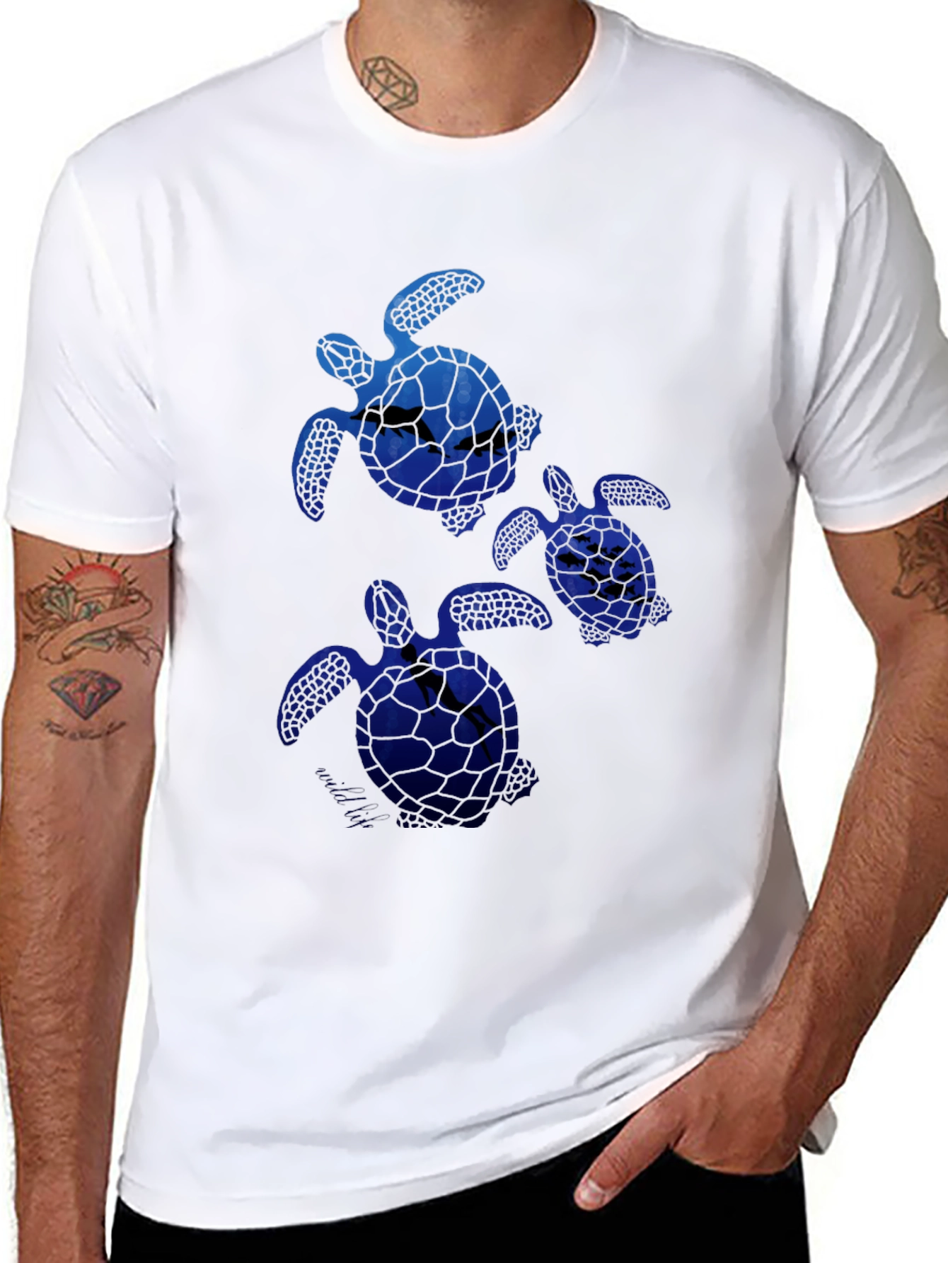 Sea Turtle Graphic Tee -  Mens Black T-Shirt