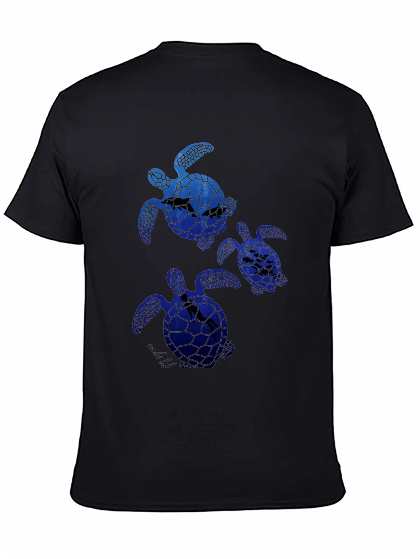 Sea Turtle Graphic Tee -  Mens Black T-Shirt