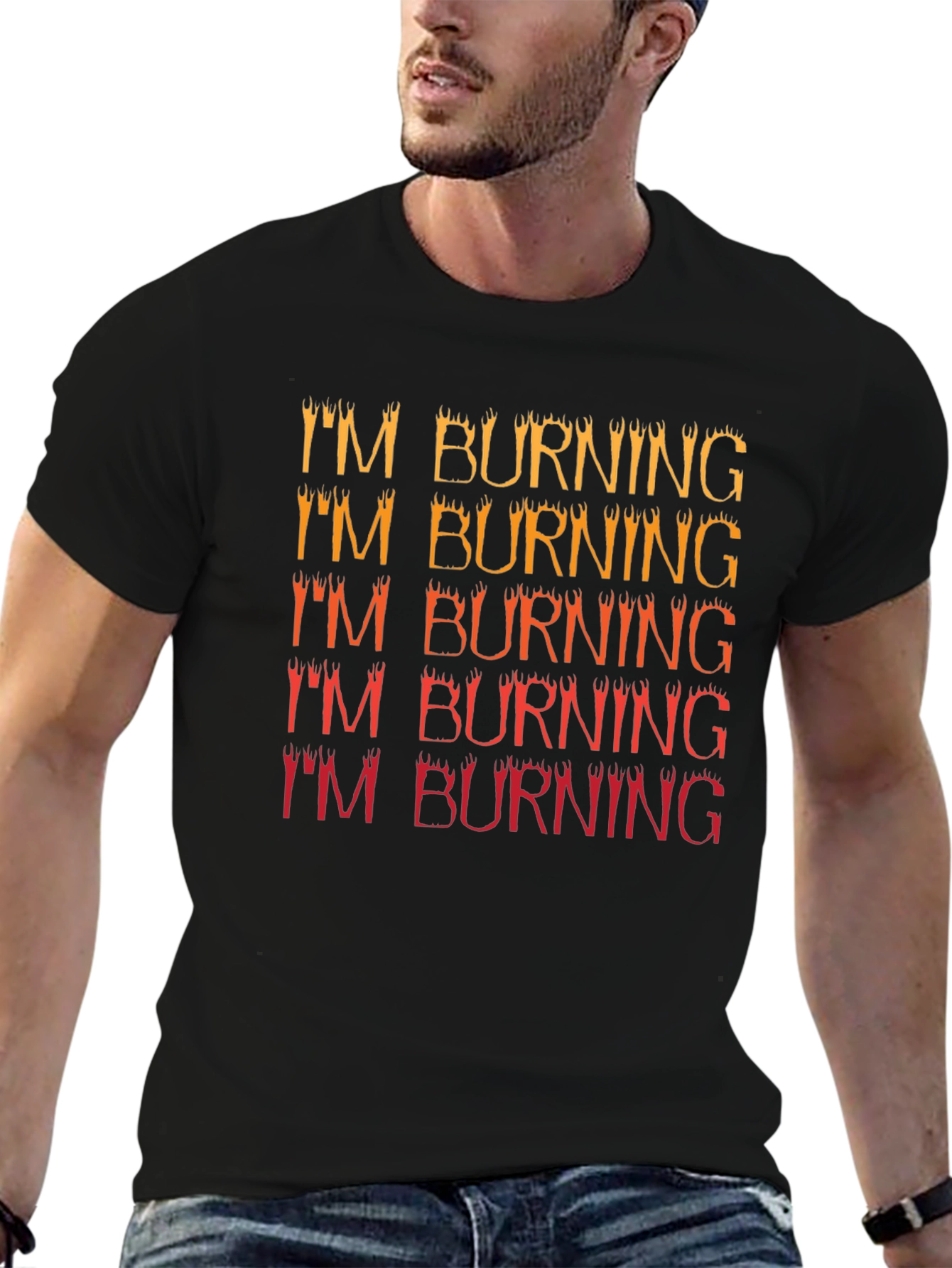 Im Burning Graphic Tee - Trendy Black T-Shirt