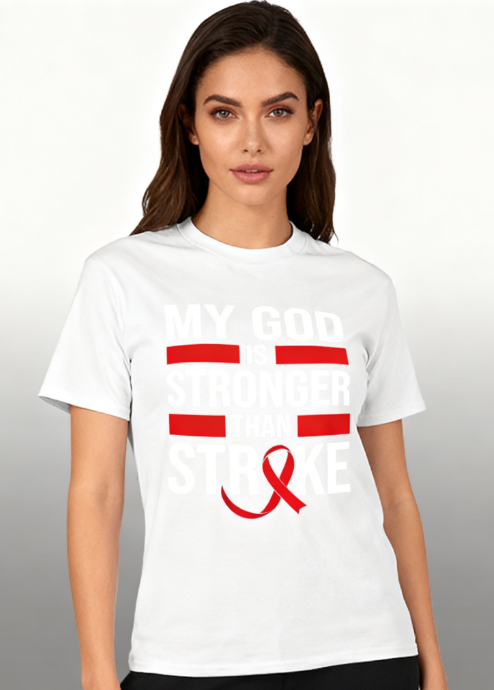 My God Is Stronger Than Stroke Unisex T-Shirt - Stroke Awareness Inspirational Faith Tee for Men & Women