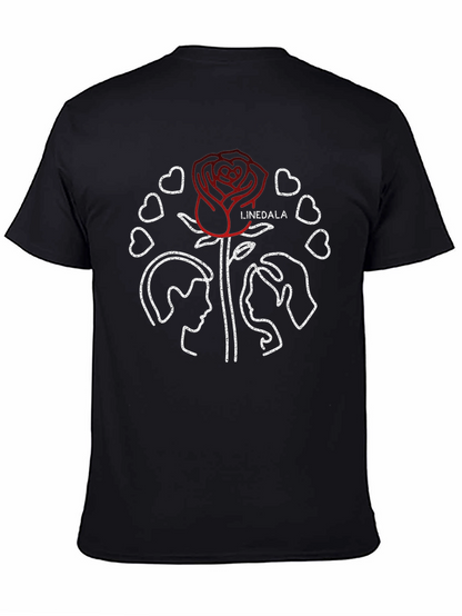 Linedala Rose Love Graphic Black T-Shirt