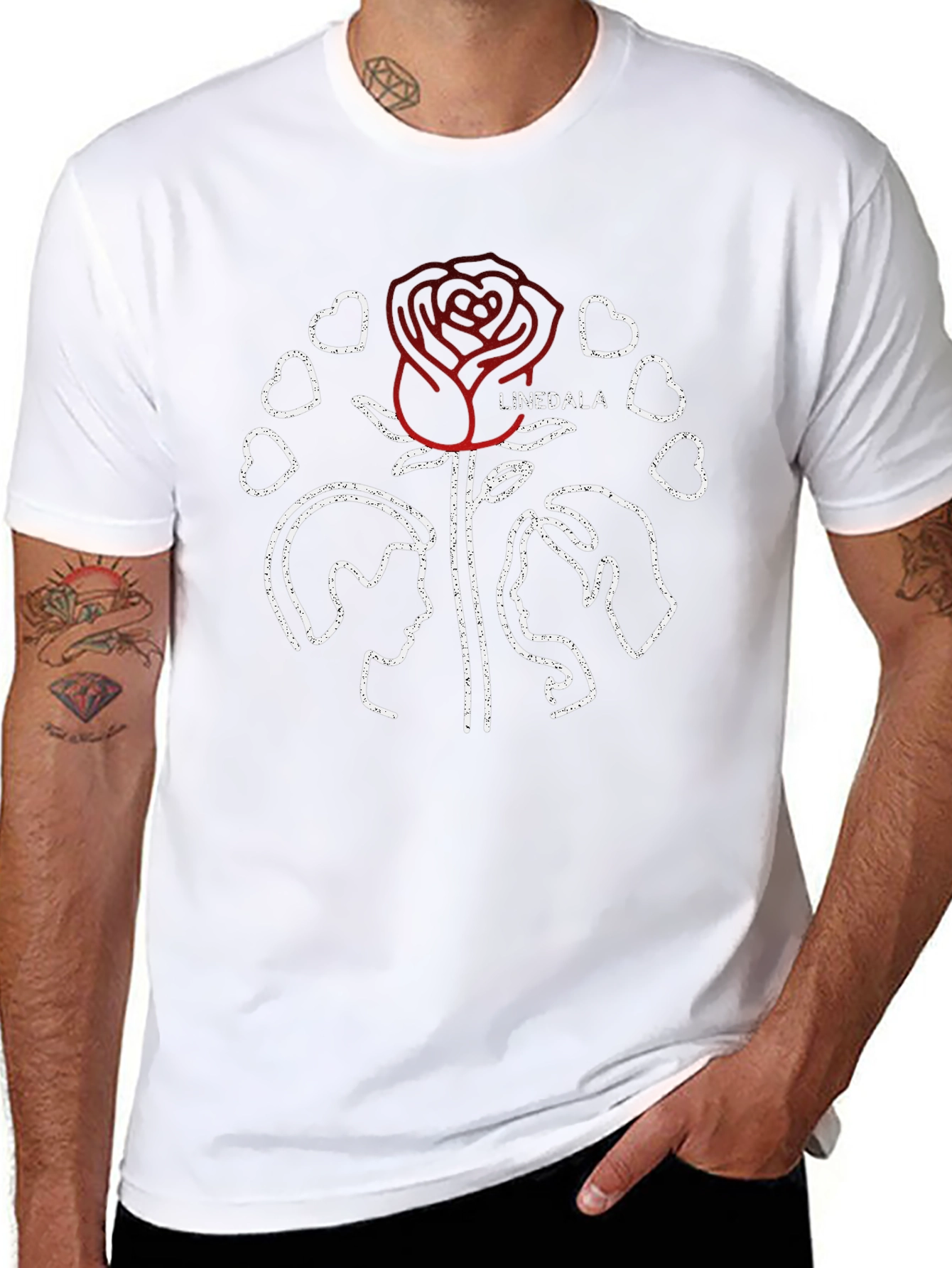 Linedala Rose Love Graphic Black T-Shirt