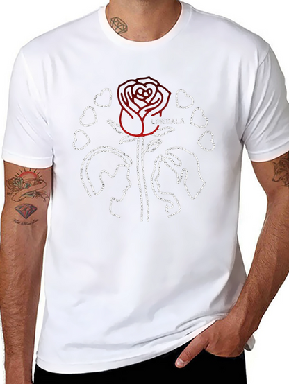 Linedala Rose Love Graphic Black T-Shirt