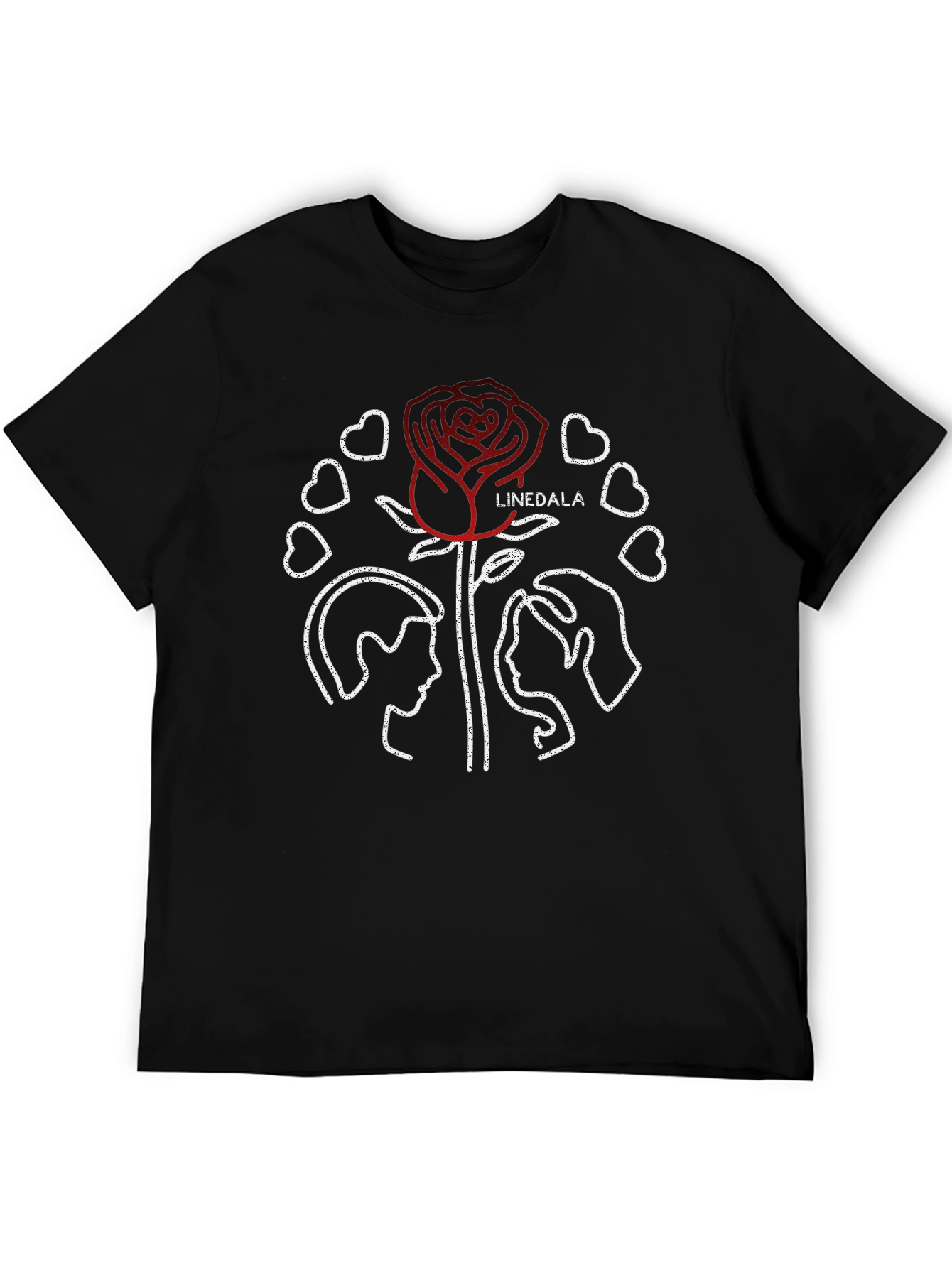 Linedala Rose Love Graphic Black T-Shirt