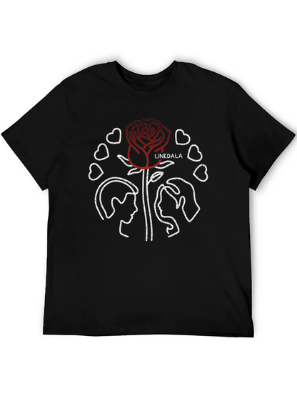 Linedala Rose Love Graphic Black T-Shirt