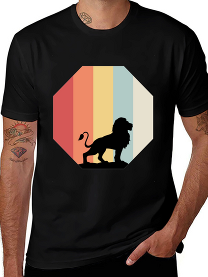 Retro Lion Graphic Tee - Classic Black T-Shirt