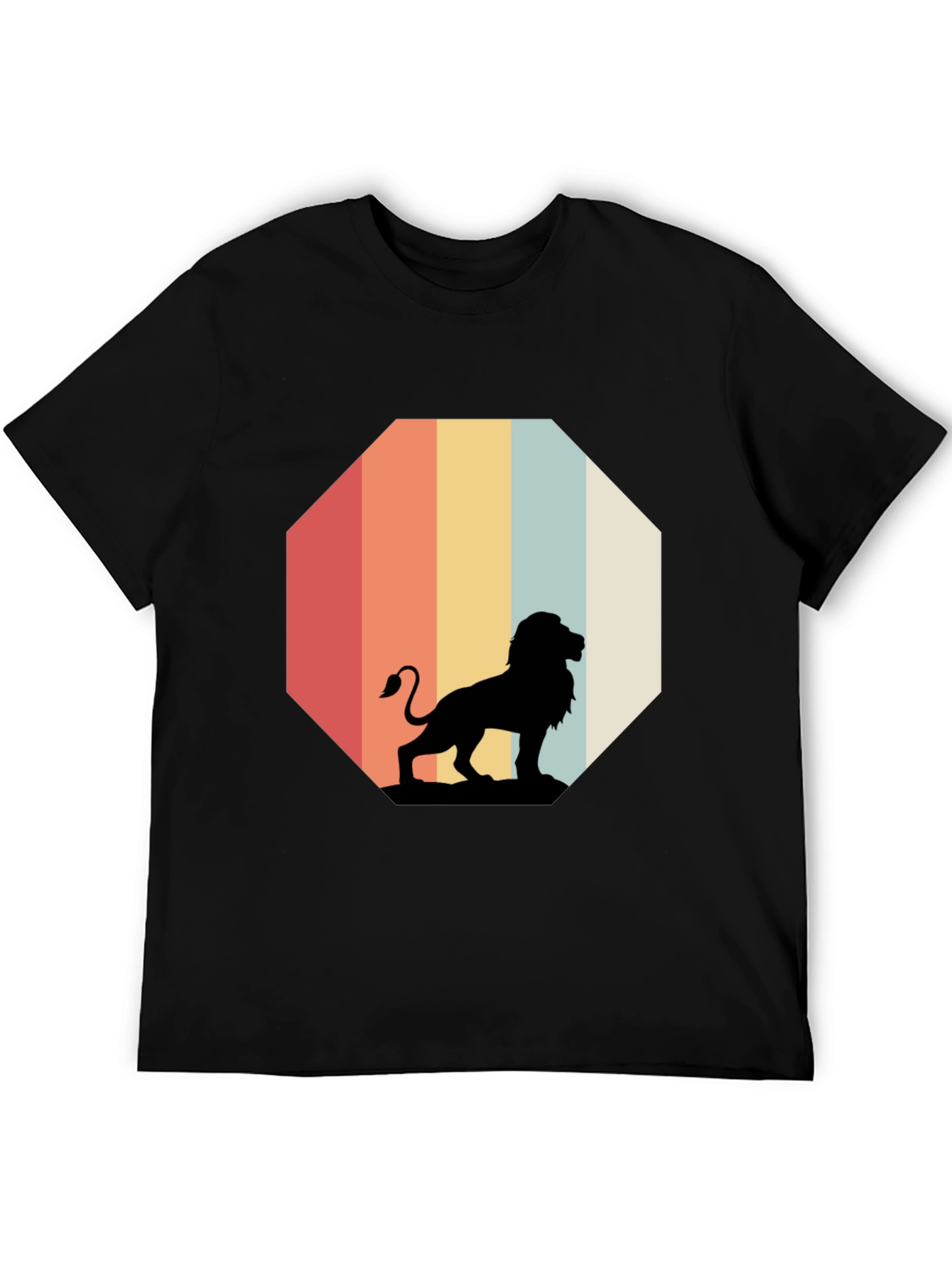 Retro Lion Graphic Tee - Classic Black T-Shirt