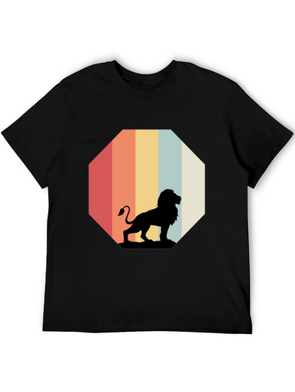 Retro Lion Graphic Tee - Classic Black T-Shirt