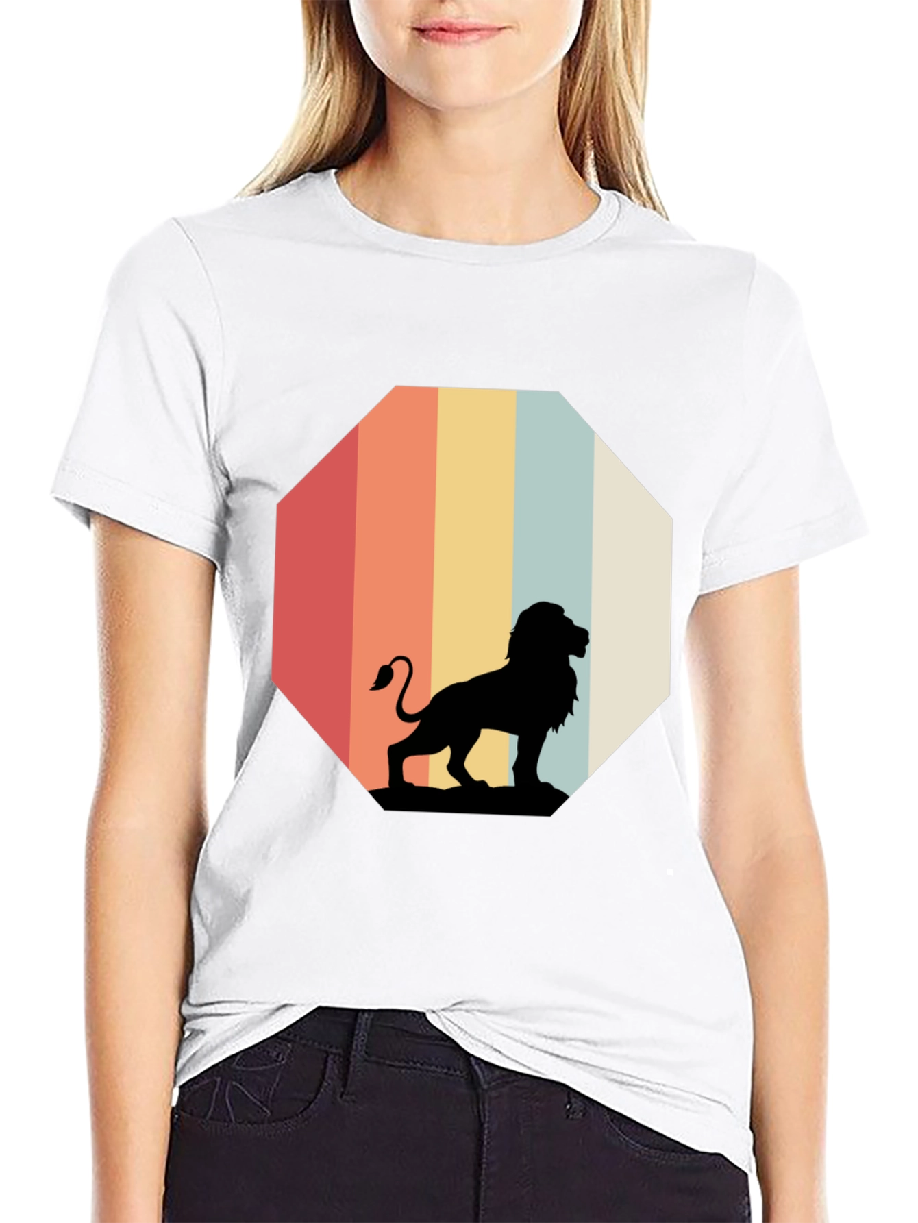 Retro Lion Graphic Tee - Classic Black T-Shirt