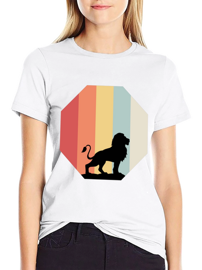 Retro Lion Graphic Tee - Classic Black T-Shirt