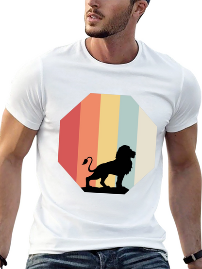 Retro Lion Graphic Tee - Classic Black T-Shirt