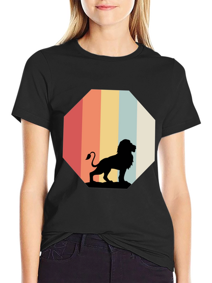 Retro Lion Graphic Tee - Classic Black T-Shirt