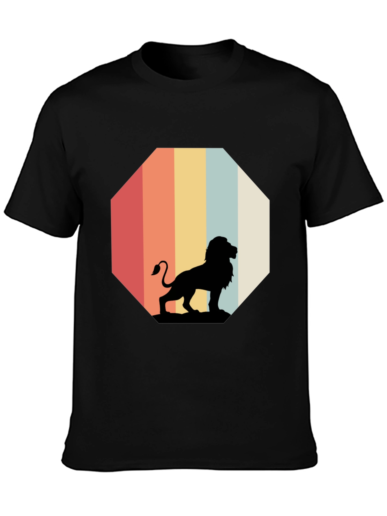 Retro Lion Graphic Tee - Classic Black T-Shirt