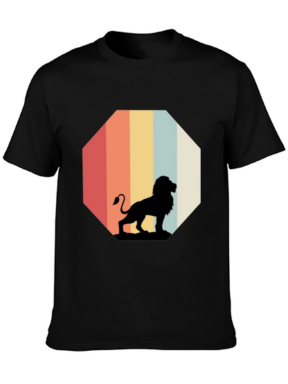 Retro Lion Graphic Tee - Classic Black T-Shirt