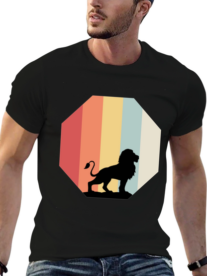Retro Lion Graphic Tee - Classic Black T-Shirt