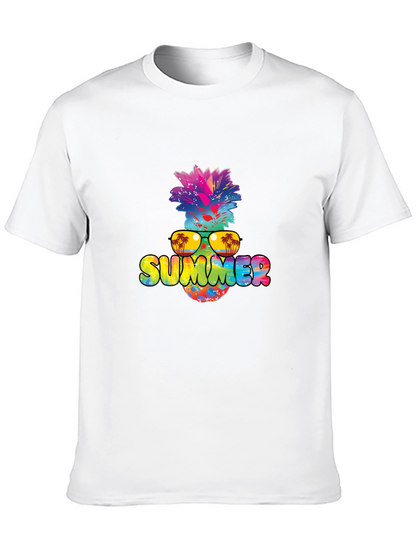 Summer Pineapple Graphic Print Black T-Shirt