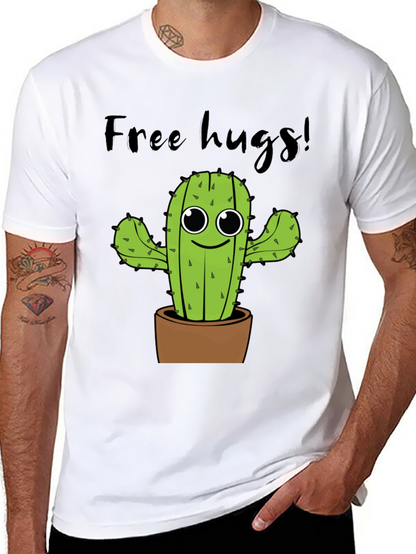 Free Hugs Cactus Graphic Tee - Soft Cotton Shirt