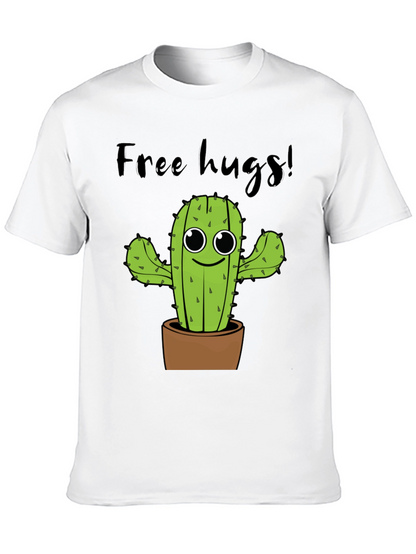 Free Hugs Cactus Graphic Tee - Soft Cotton Shirt
