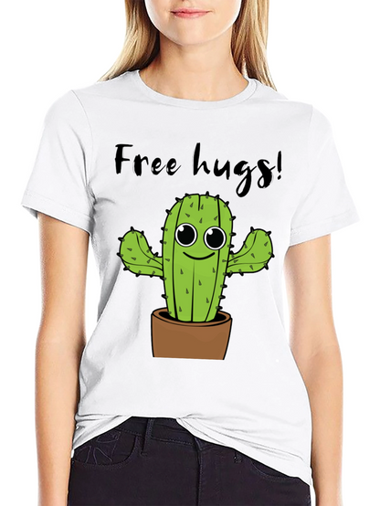 Free Hugs Cactus Graphic Tee - Soft Cotton Shirt