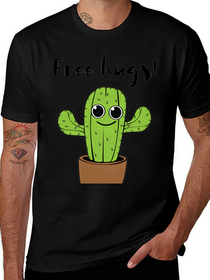 Free Hugs Cactus Graphic Tee - Soft Cotton Shirt