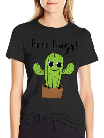 Free Hugs Cactus Graphic Tee - Soft Cotton Shirt