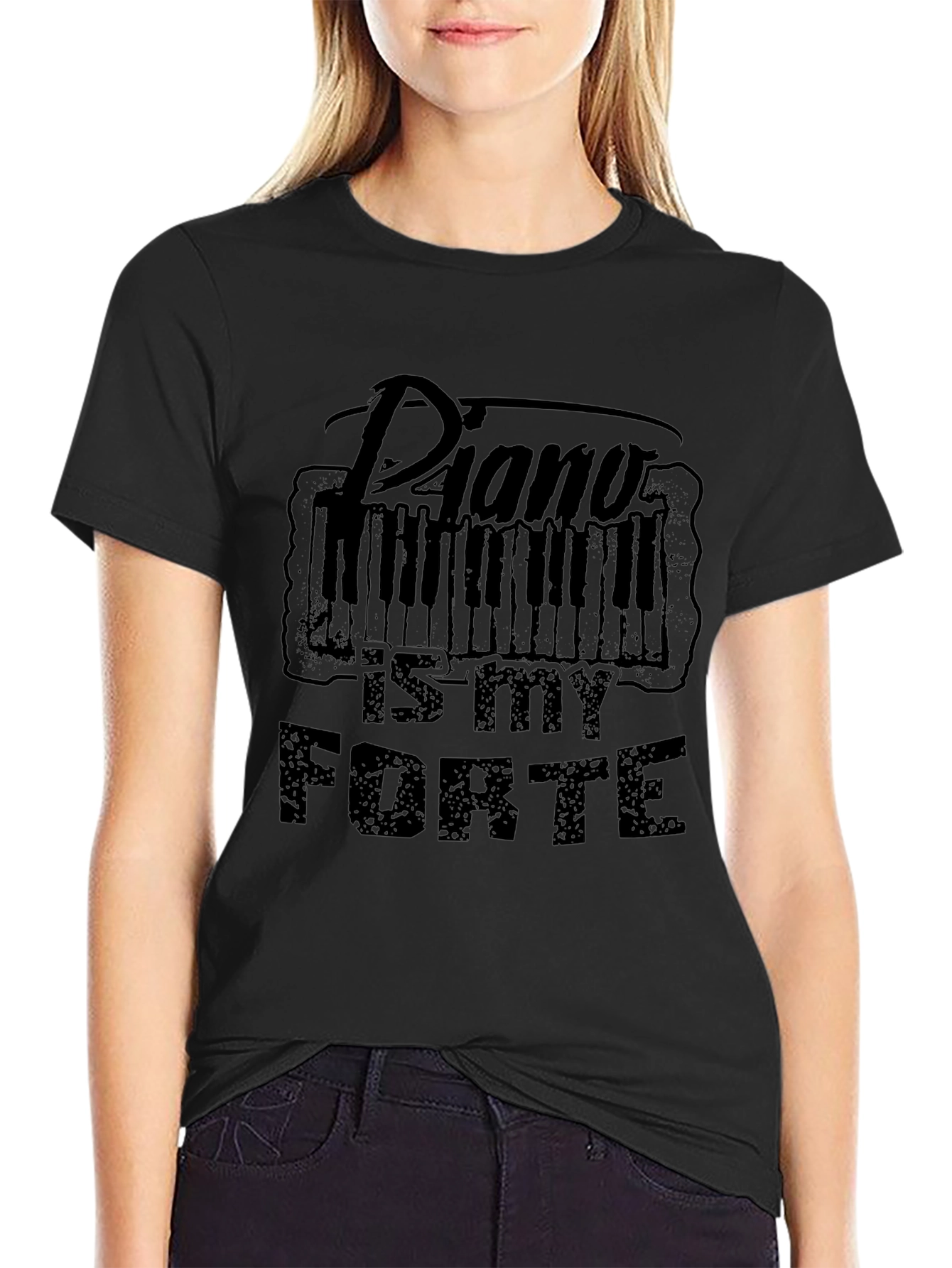 Piano Is My Forte Black T-Shirt