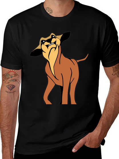 Cartoon Dog Graphic Tee - Soft Black Cotton