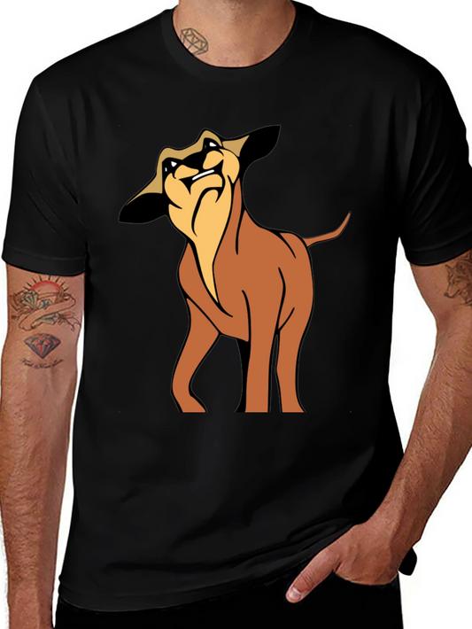 Cartoon Dog Graphic Tee - Soft Black Cotton