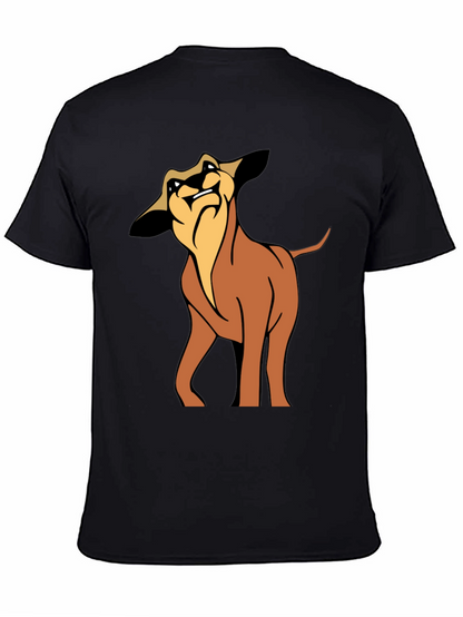 Cartoon Dog Graphic Tee - Soft Black Cotton