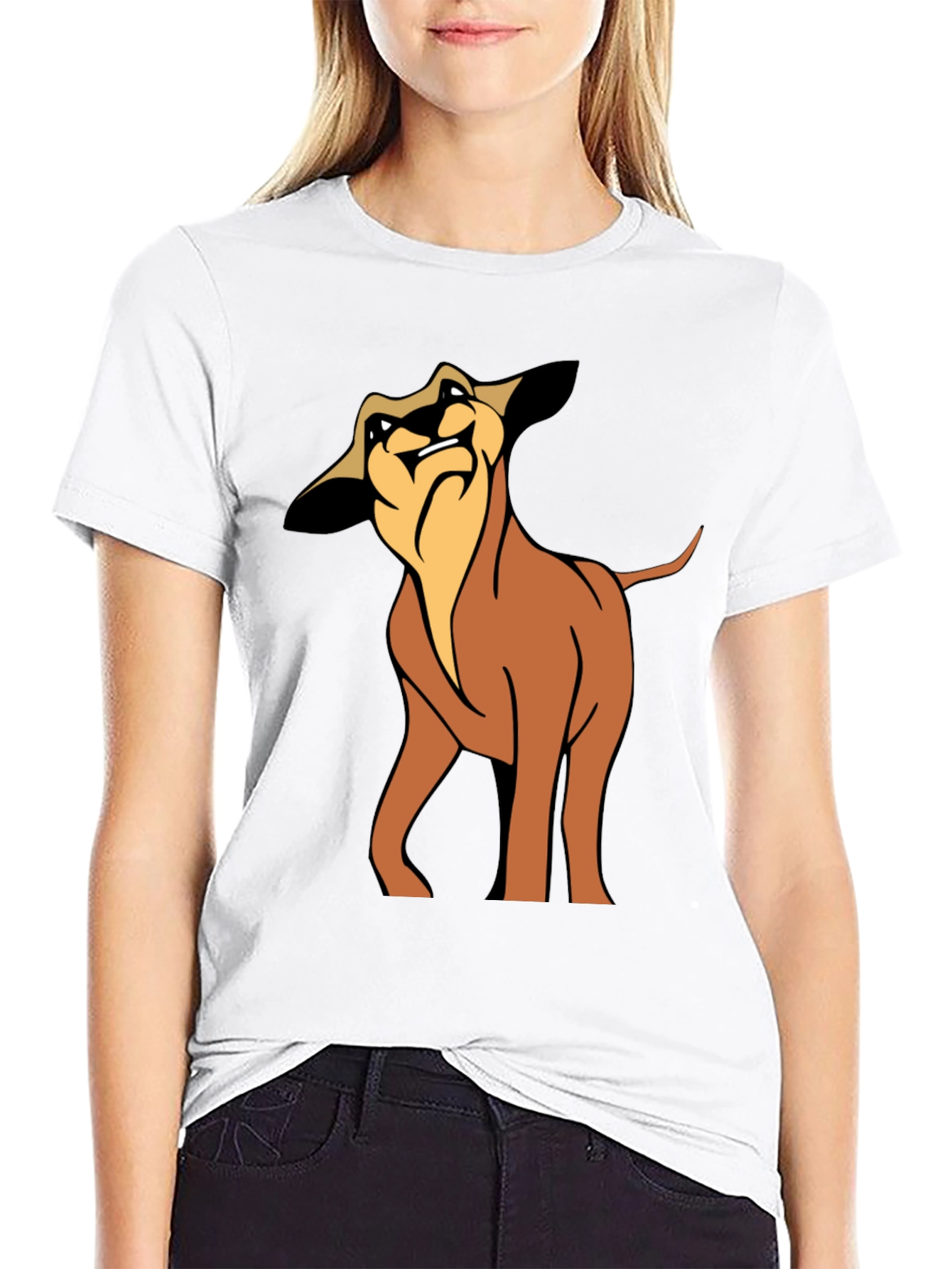 Cartoon Dog Graphic Tee - Soft Black Cotton