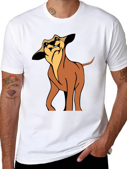 Cartoon Dog Graphic Tee - Soft Black Cotton
